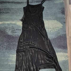 Vintage Susan Roselli For Vijack Beaded Accent Floor Length Satin Dress